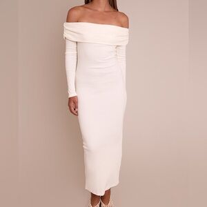 PrettyLittleThing Off-Shoulder White Dress